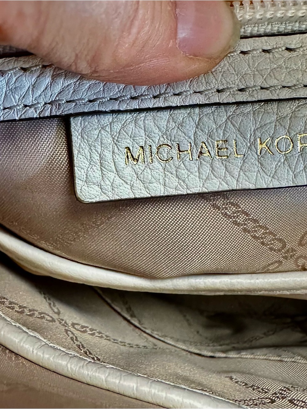 Michael Kors Cream Leather Satchel with Gold-Tone Hardware - Picture 8 of 10